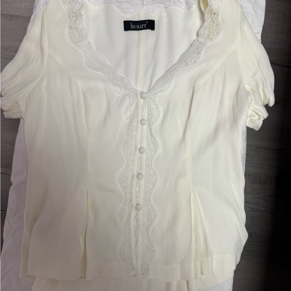 Cream Lace Trim Top